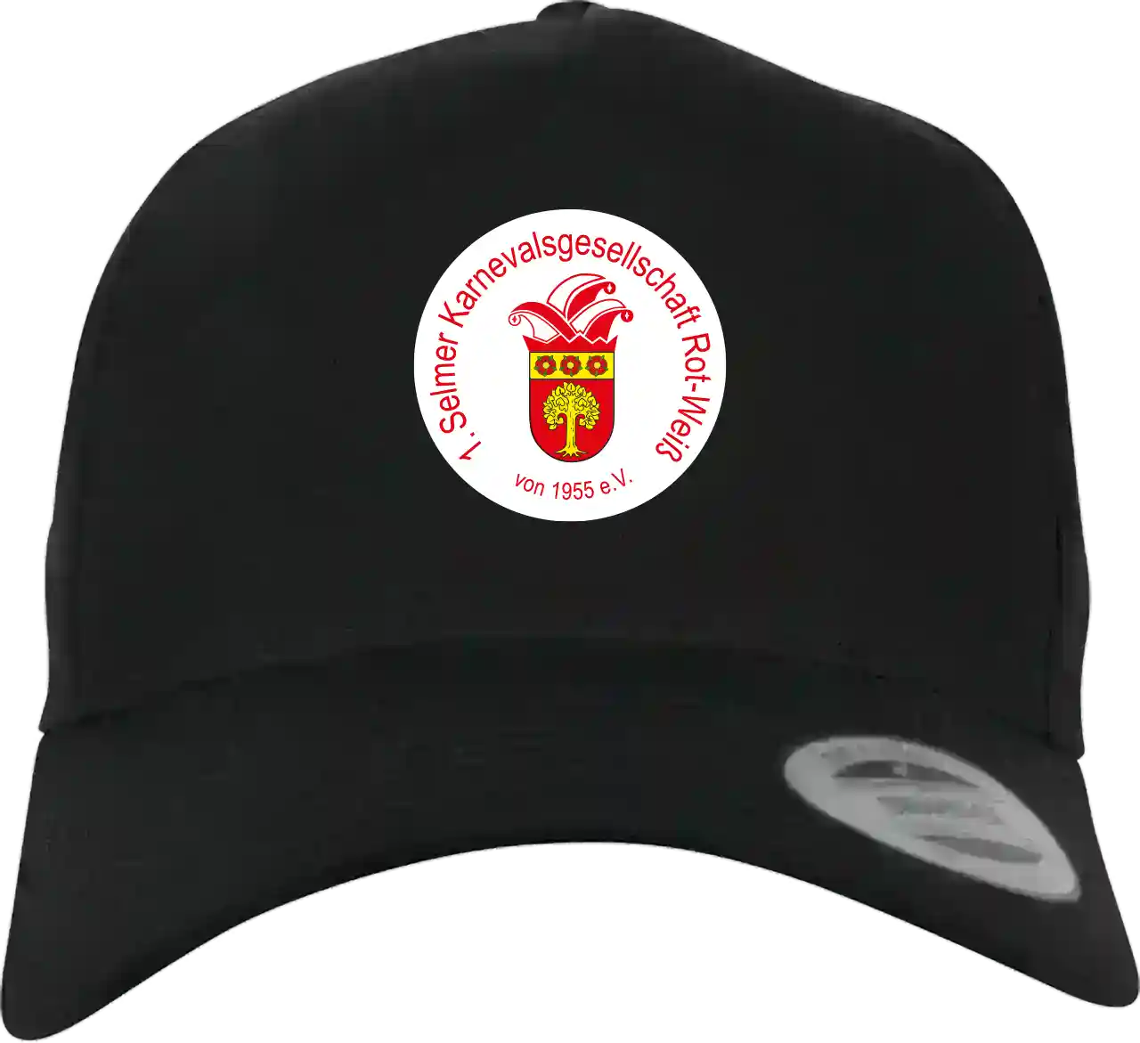 Basecap 5 Panel All Black Wappen